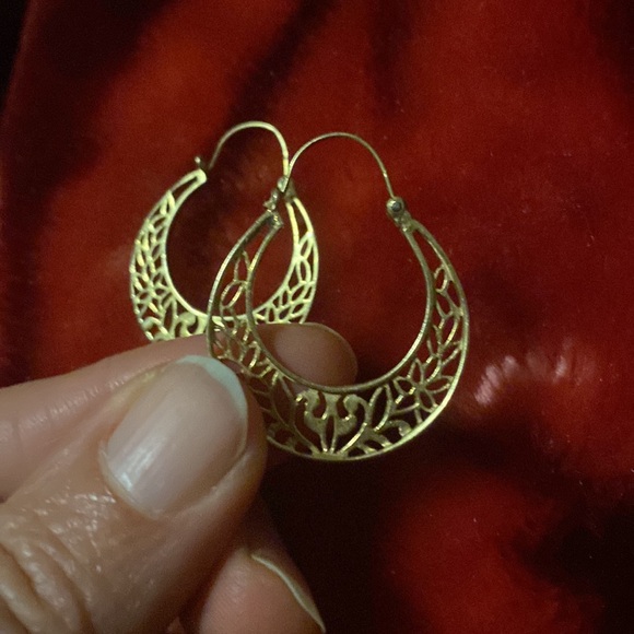 M14K REAL GOLD HANDMADE DIME SIZE CUBAN HOOP EARRINGS - Picture 11 of 13